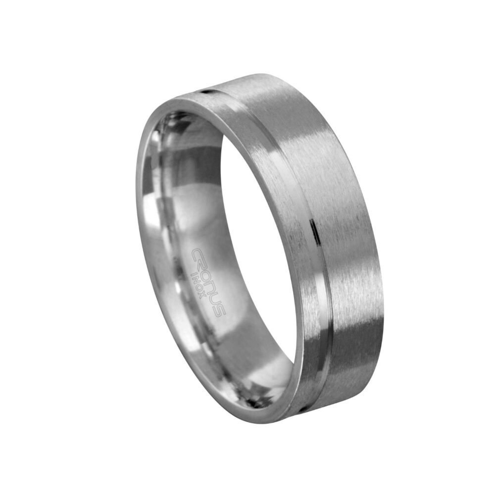 Aliança de Aço Masculina Namoro Compromisso Anatômica com Friso Acabamento Fosco RAA6