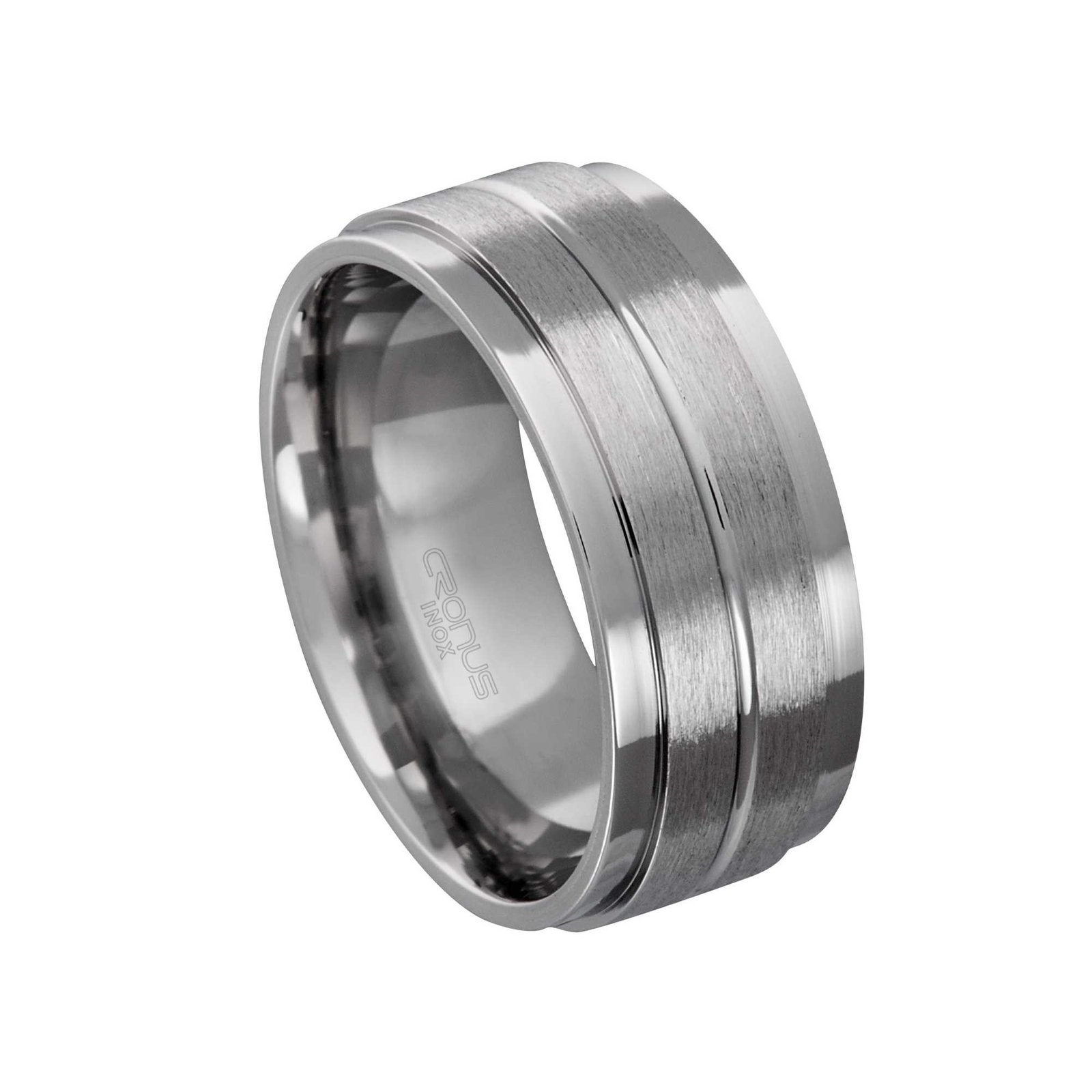 Aliança de Aço Masculina Namoro Compromisso Anatômica com Friso Acabamento Polido e Fosco RAA82