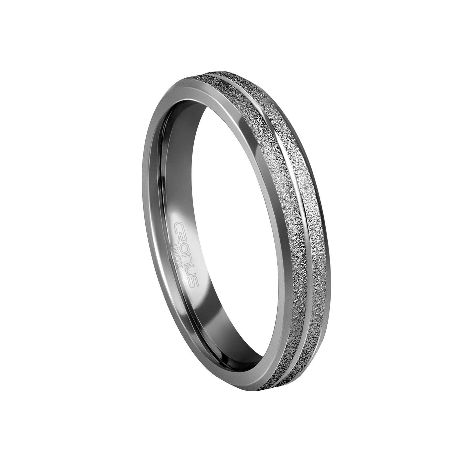 Aliança de Aço Masculina Namoro Compromisso Anatômica com Frisos Trabalhados Acabamento Polido e Fosco 4213