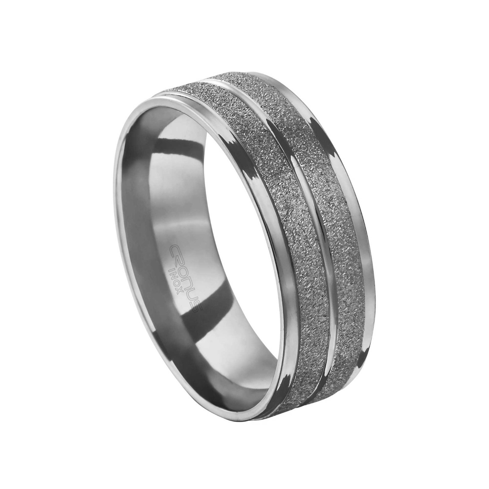 Aliança de Aço Masculina Namoro Compromisso Anatômica com Frisos Trabalhados Acabamento Polido e Fosco 4249