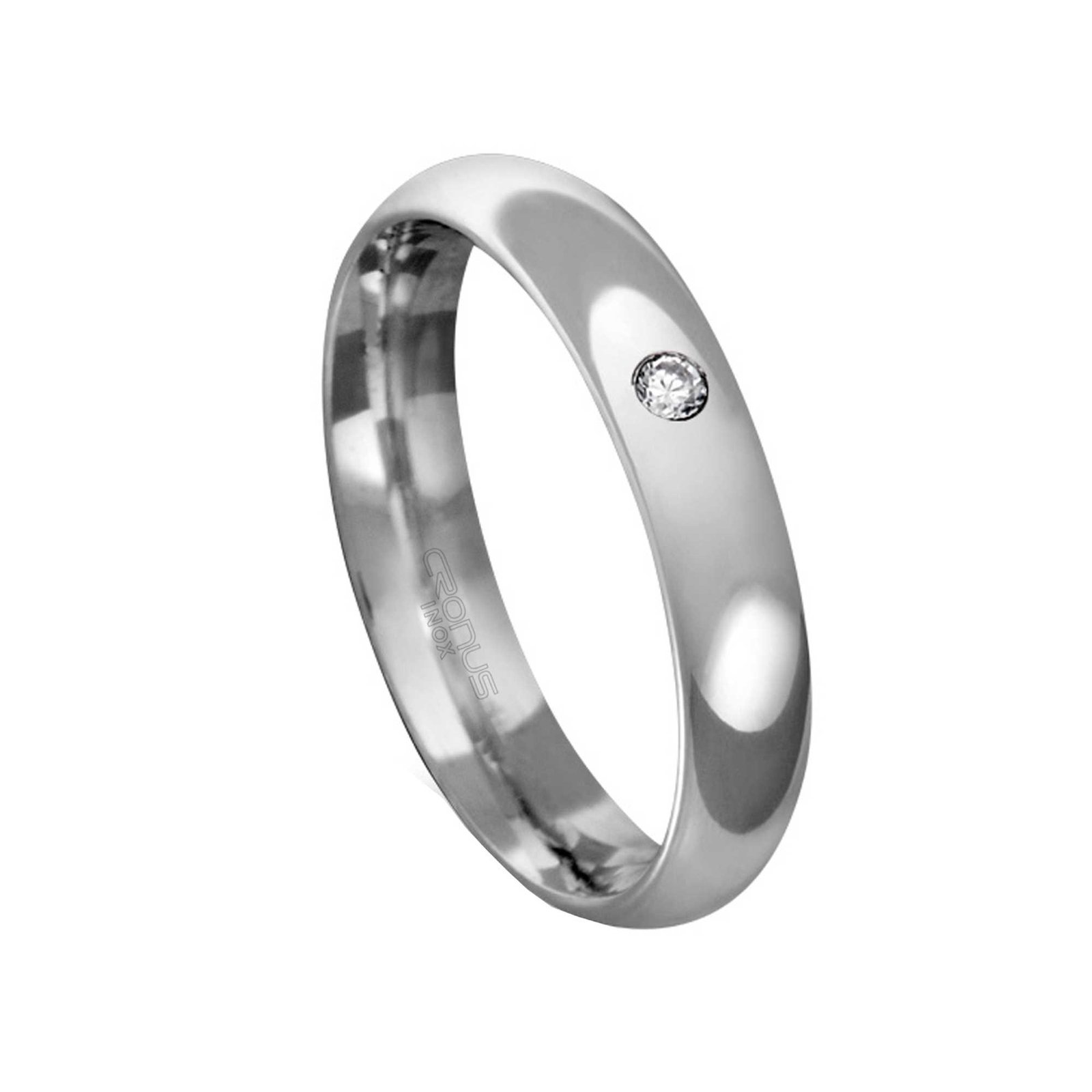 Aliança de Aço Namoro Compromisso Anatômica com Zircônia e Acabamento Polido AAP4