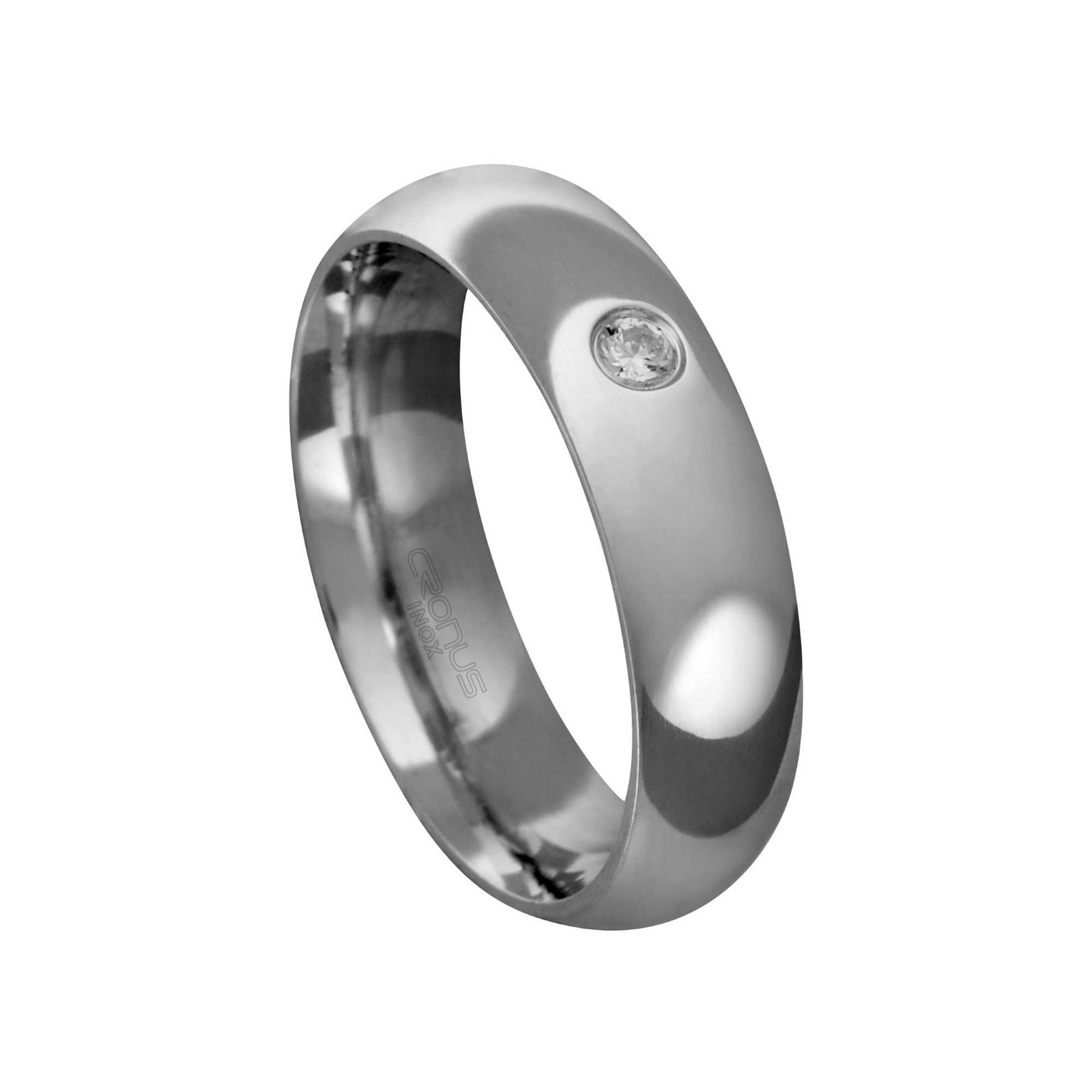 Aliança de Aço Namoro Compromisso Anatômica com Zircônia e Acabamento Polido AAP5