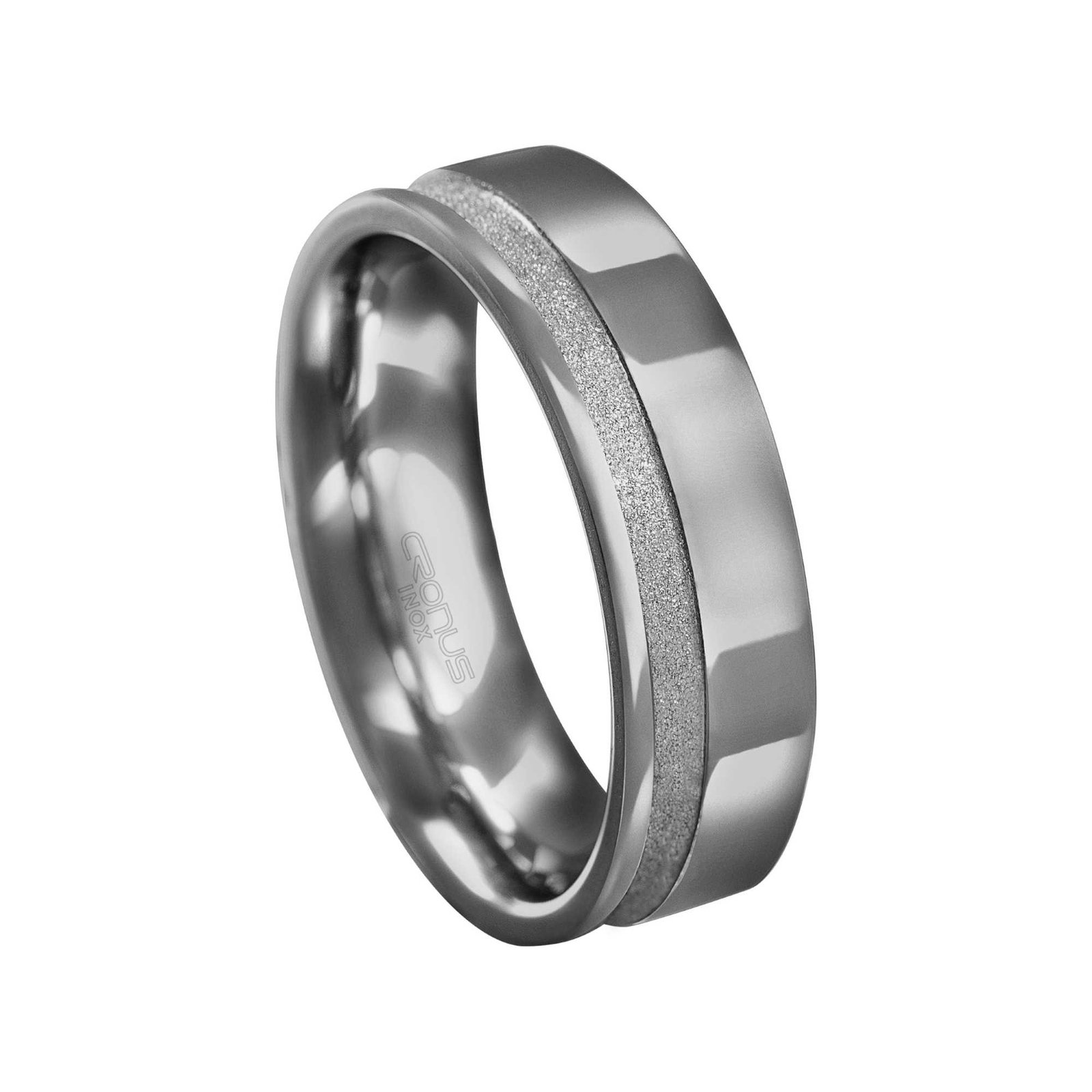 Aliança de Aço Masculina Namoro Compromisso Reta com Friso Trabalhado em Fosco 4208
