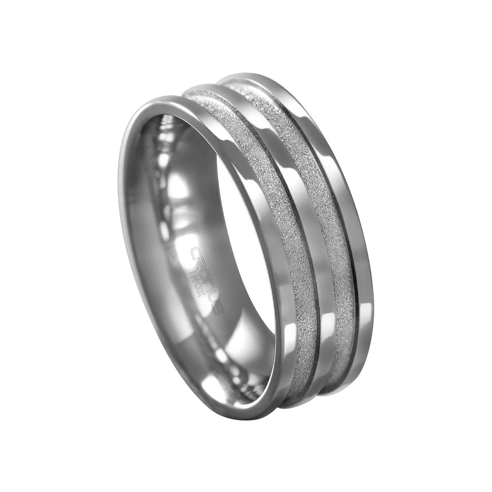 Aliança de Aço Masculina Namoro Compromisso Reta com Frisos Trabalhados em Fosco 4209