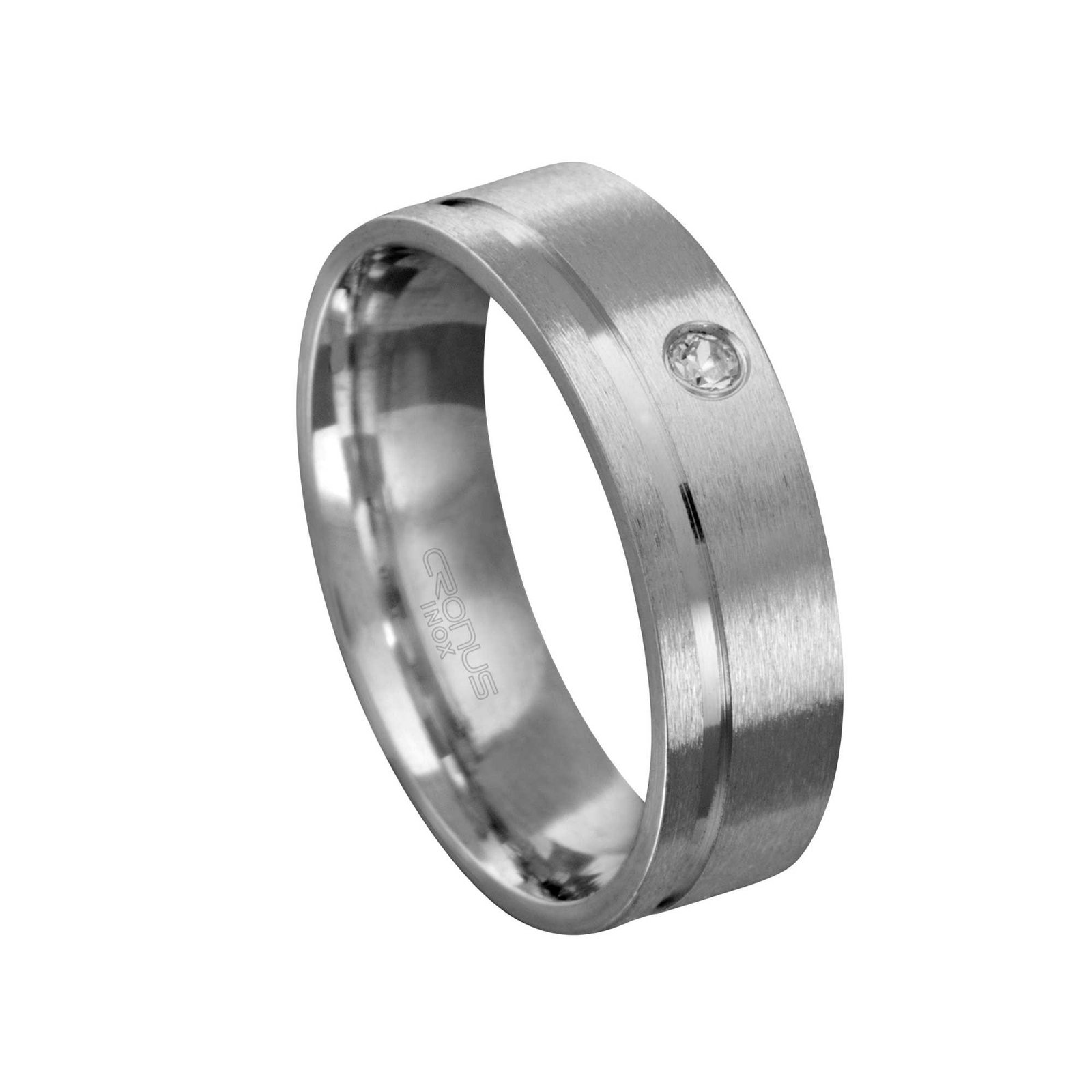 Aliança de Aço Namoro Compromisso Reta com Zircônia e Acabamento Fosco RAAP6