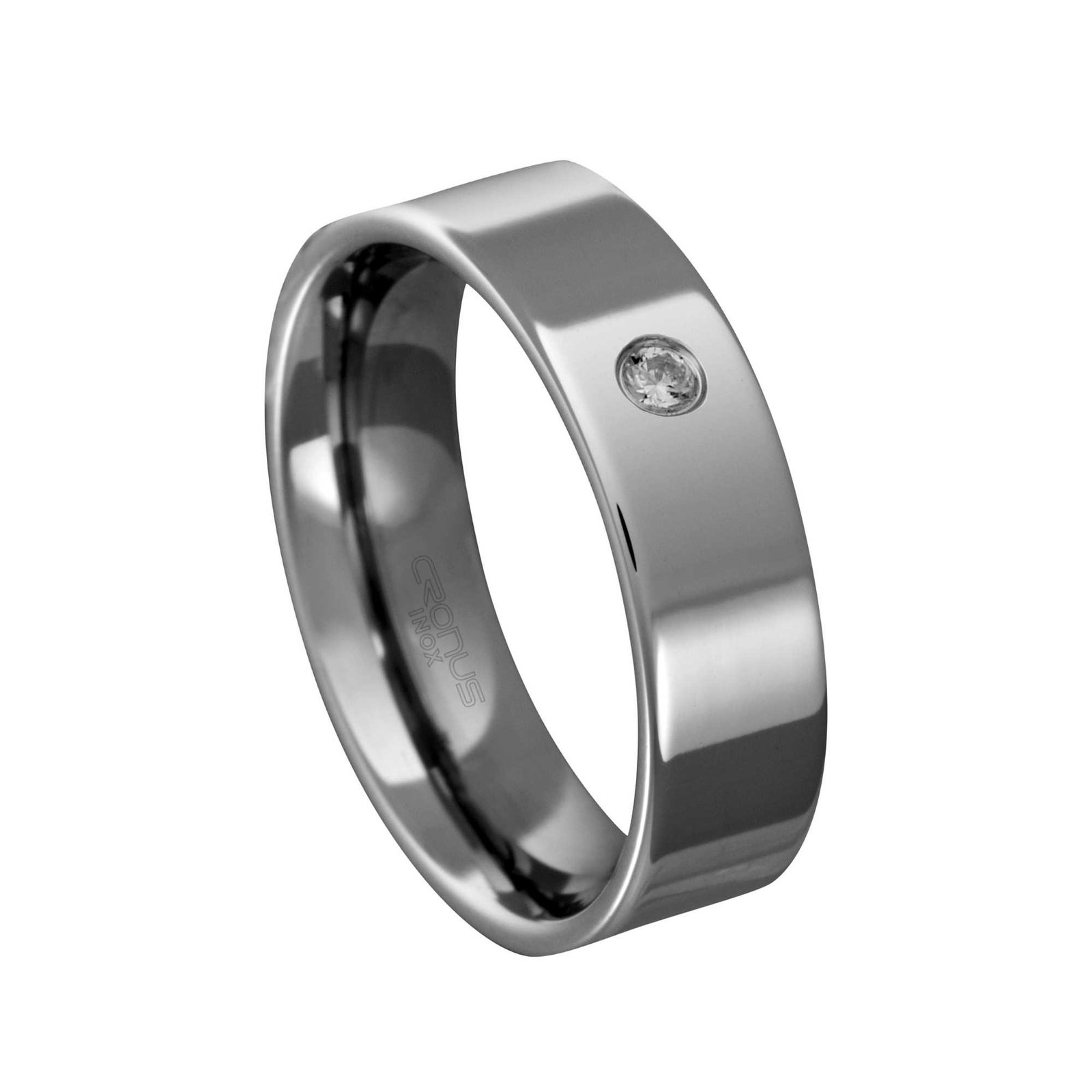 Aliança de Aço Namoro Compromisso Reta com Zircônia e Acabamento Polido ARP6