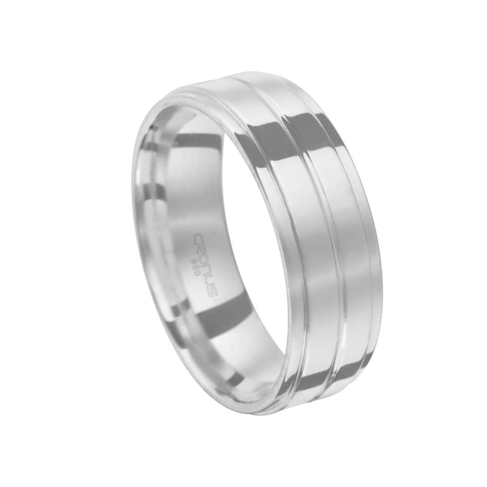 Aliança de Prata Masculina Namoro Compromisso Anatômica com Friso Alto Relevo  2249-L
