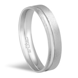 Aliança de Prata Masculina Namoro Compromisso Anatômica com Friso e Acabamento Fosco 2273