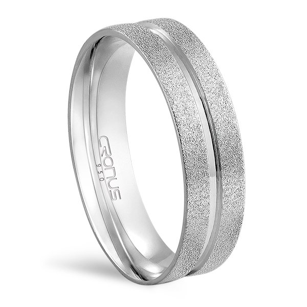 Aliança de Prata Masculina Namoro Compromisso Anatômica com Friso e Acabamento Fosco 2623