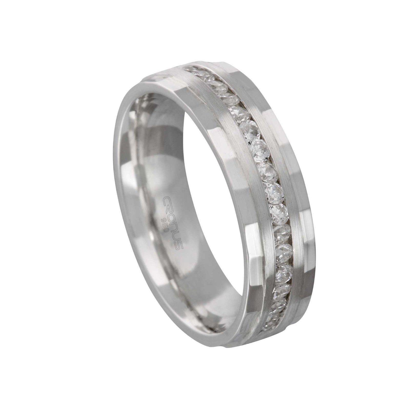 Aliança de Prata Namoro Compromisso Anatômica Cravejada com Zircônias Acabamento Fosco e Polido 2315