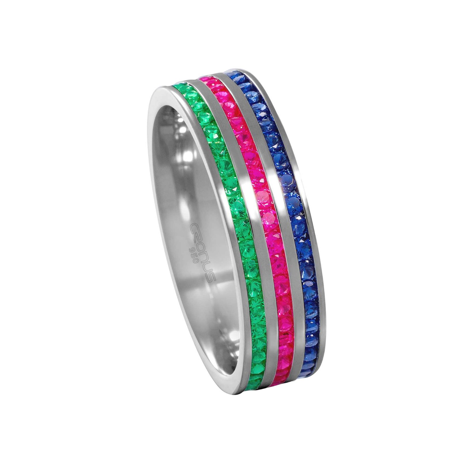 Aliança de Prata Namoro Compromisso Anatômica Cravejada com Zircônias Cores Verde Rosa Azul 2331