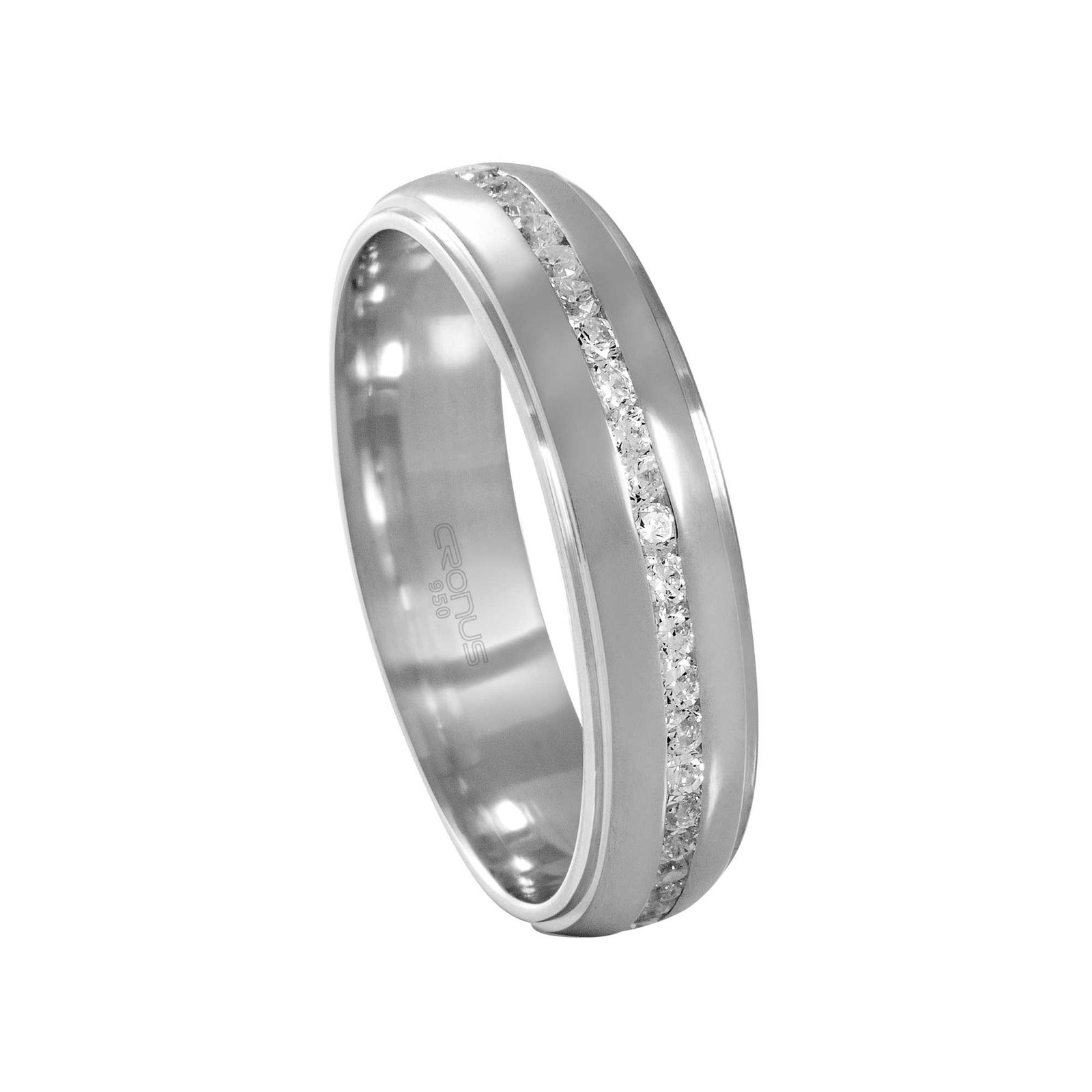 Aliança de Prata Namoro Compromisso Anatômica Cravejada com Zircônias Friso Lateral 2327