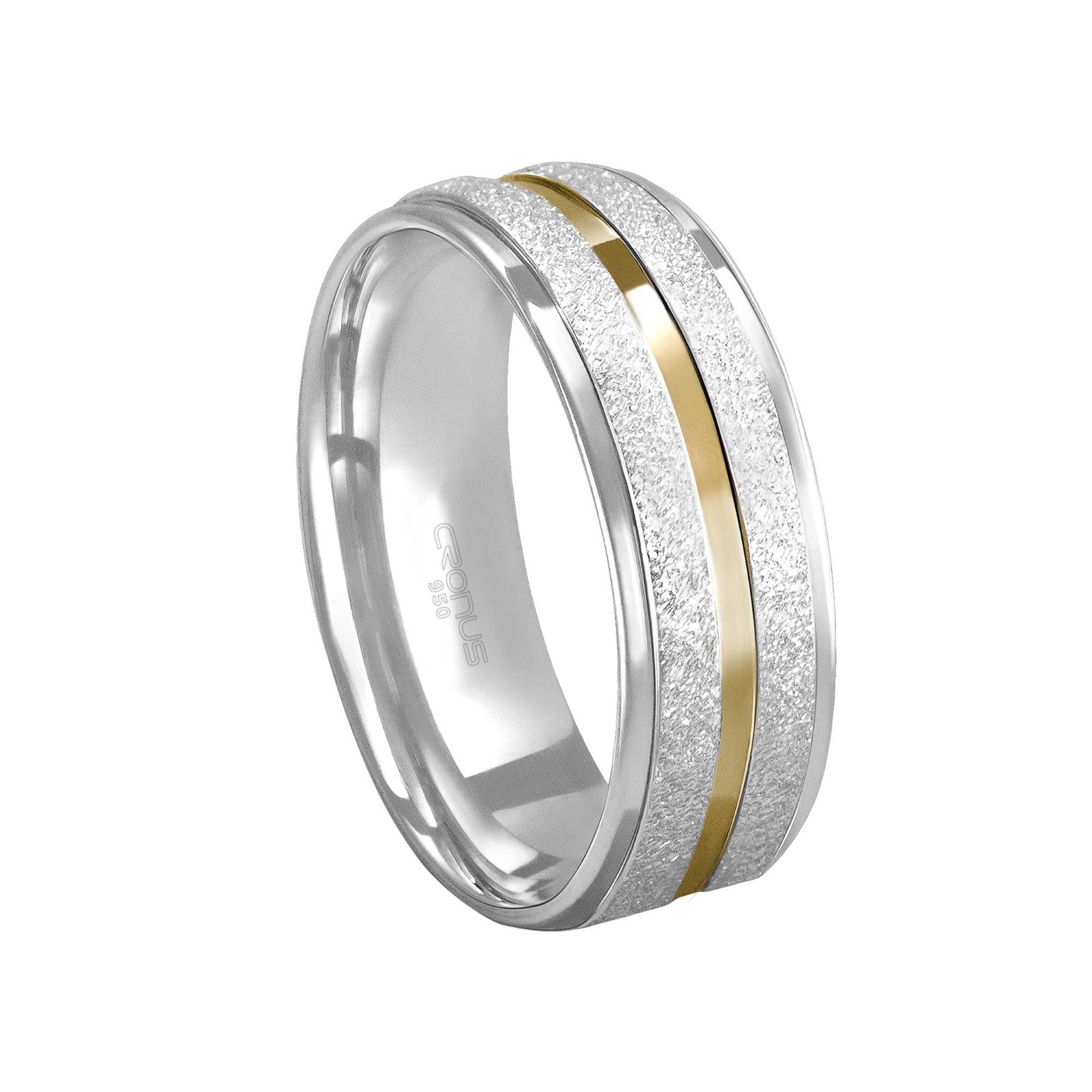 Aliança de Prata Masculina Namoro Compromisso Anatômica Friso em Ouro Acabamento Fosco e Polido 2449
