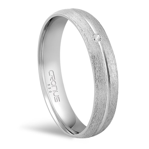 Aliança de Prata Masculina Namoro Compromisso com Zircônia e Friso Acabamento Escovado 2349