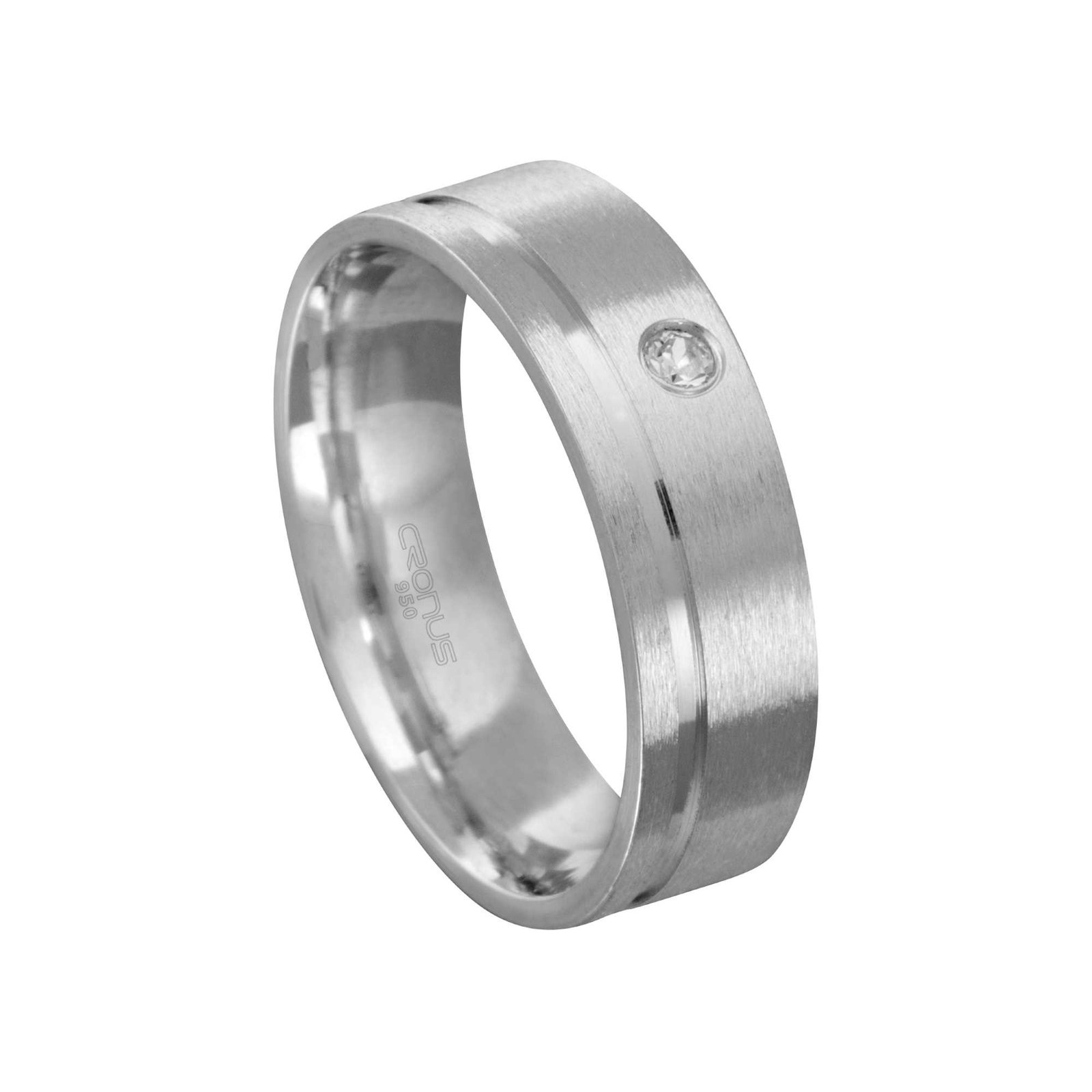 Aliança de Prata Namoro Compromisso com Zircônia Friso e Acabamento Fosco RP63