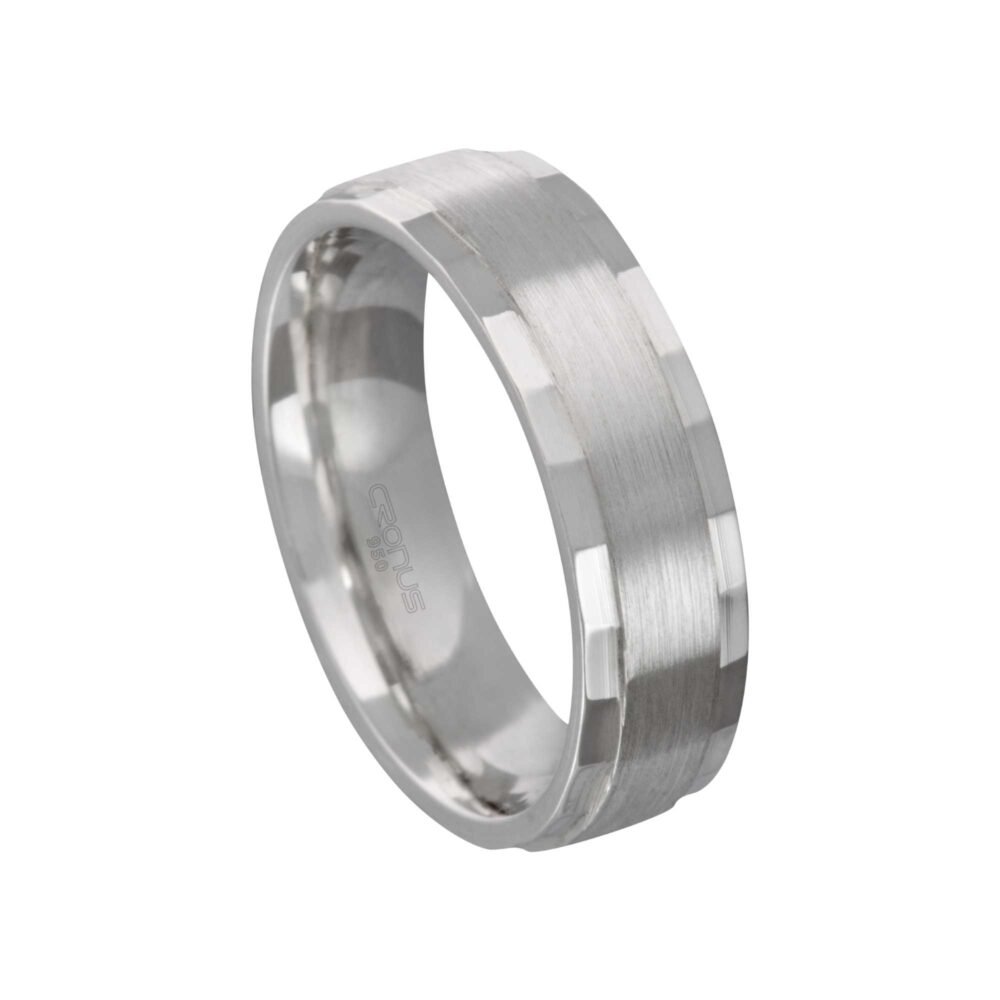 Aliança de Prata Masculina Namoro Compromisso Diamantada  e Trabalhada com Fosco 2235
