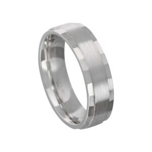 Aliança de Prata Masculina Namoro Compromisso Diamantada  e Trabalhada com Fosco 2235