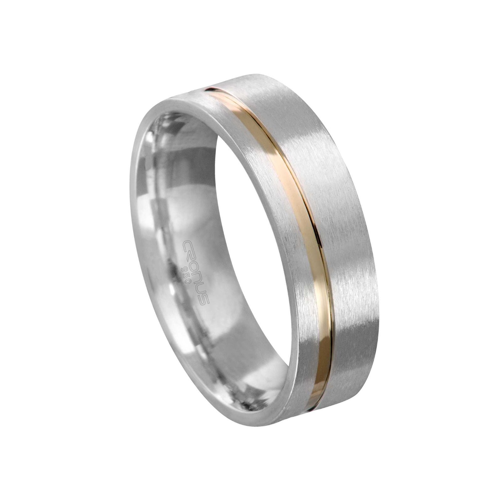 Aliança de Prata Masculina Namoro Compromisso Friso em Ouro Acabamento Fosco RO63