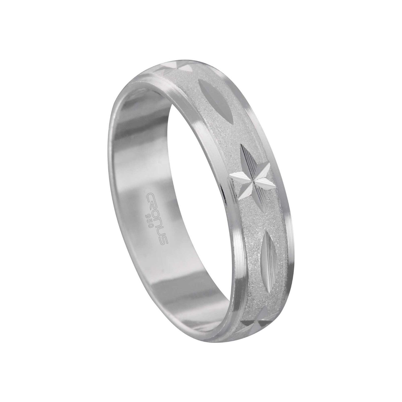 Aliança de Prata Masculina Namoro Compromisso Trabalhada com Acabamento Fosco e Polido F53