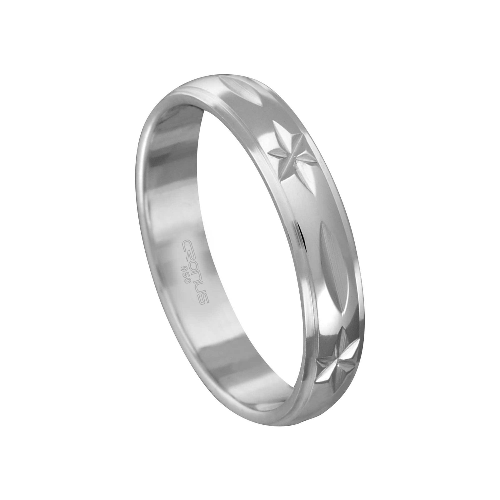 Aliança de Prata Masculina Namoro Compromisso Trabalhada com Frisos Laterais e Acabamento Polido D43