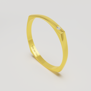Aliança de Casamento parte Interna Reta Exterior Quadrado com Pedra Ouro 18k Branco Rose e Amarelo C507Z