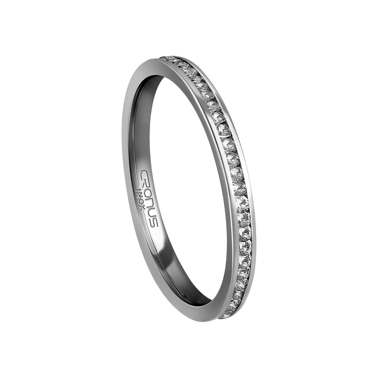 Aparador de Aço Para Aliança de Namoro Compromisso Cravejada com Zircônias Acabamento Polido 4315