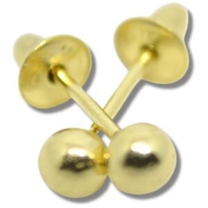 Brinco Infantil Bebê de Bolinha 2,5mm Ouro 18k B000