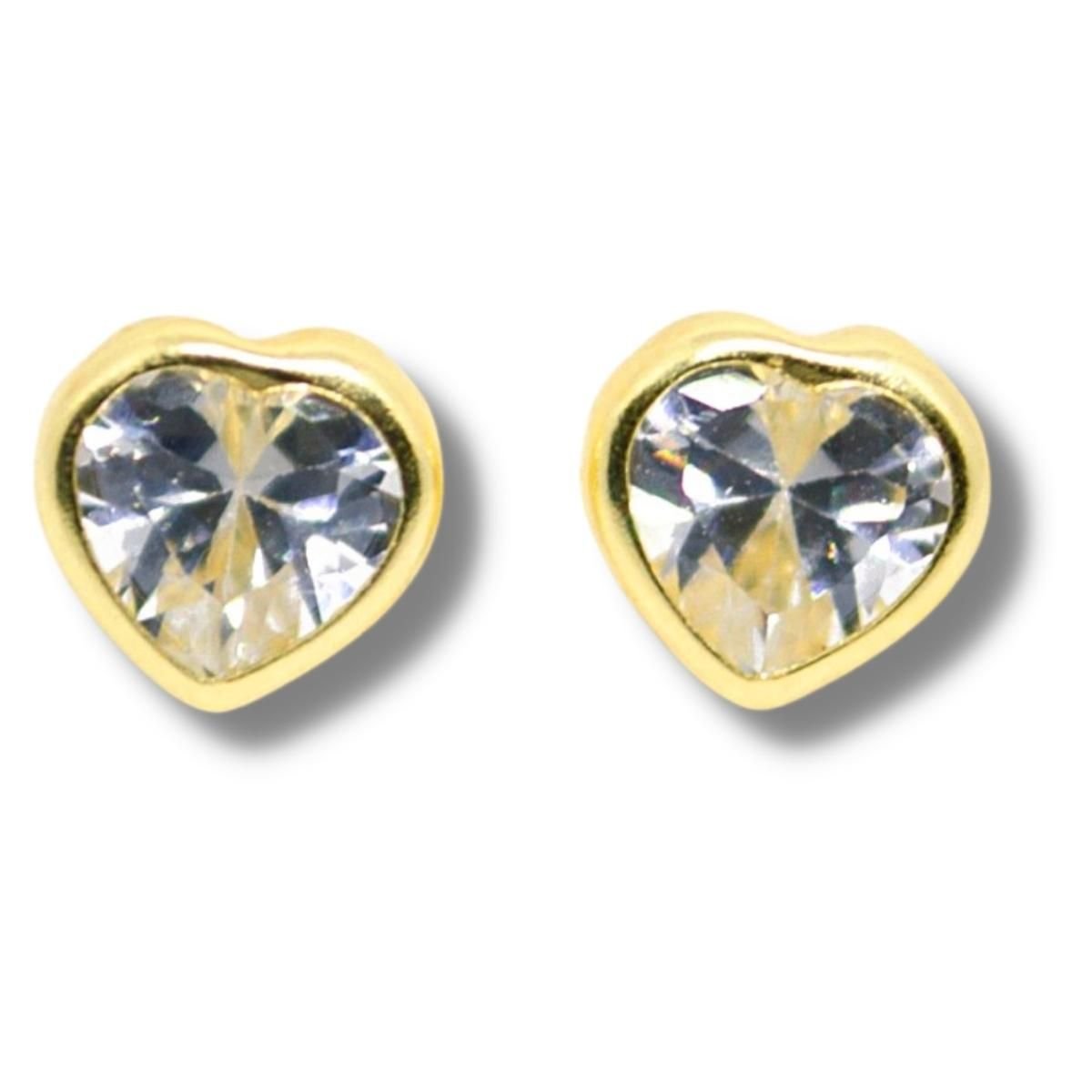 Brinco Coração 7mm Zircônia Ouro 18k B049