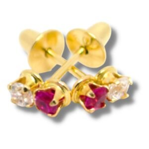 Brinco Duplo 6mm Zircônia Ouro 18k B021 Vrm