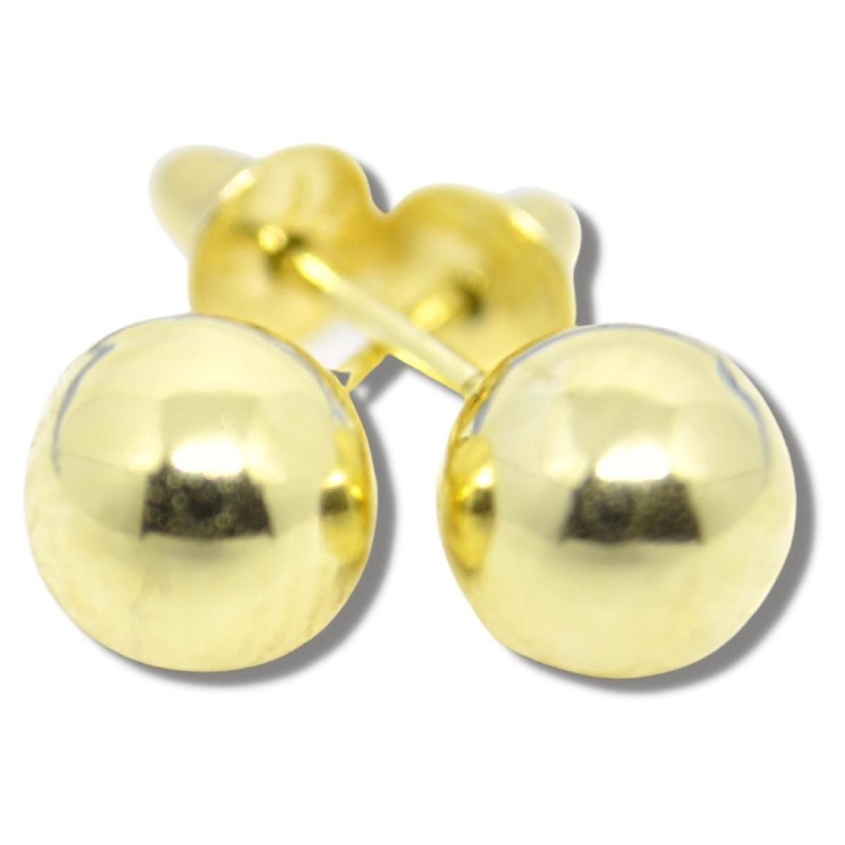 Brinco Infantil Bebê de Bolinha 5mm Ouro 18k B003