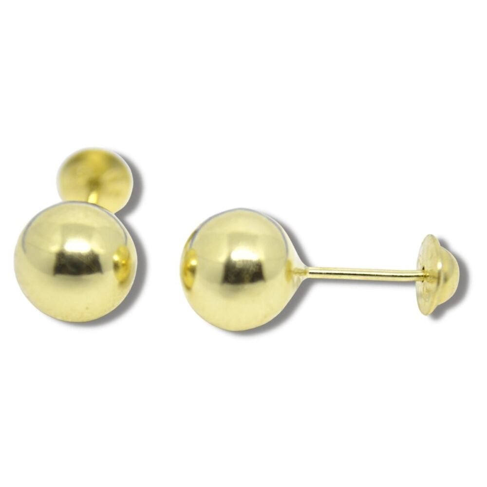 Brinco Infantil de Bolinha 6mm Ouro 18k B004