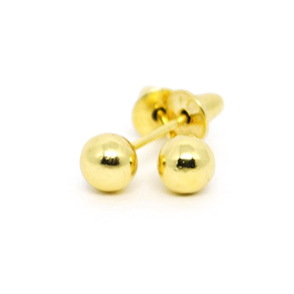 Brinco Infantil Bebê de Bolinha 3mm Ouro 18k B001 - Image 2