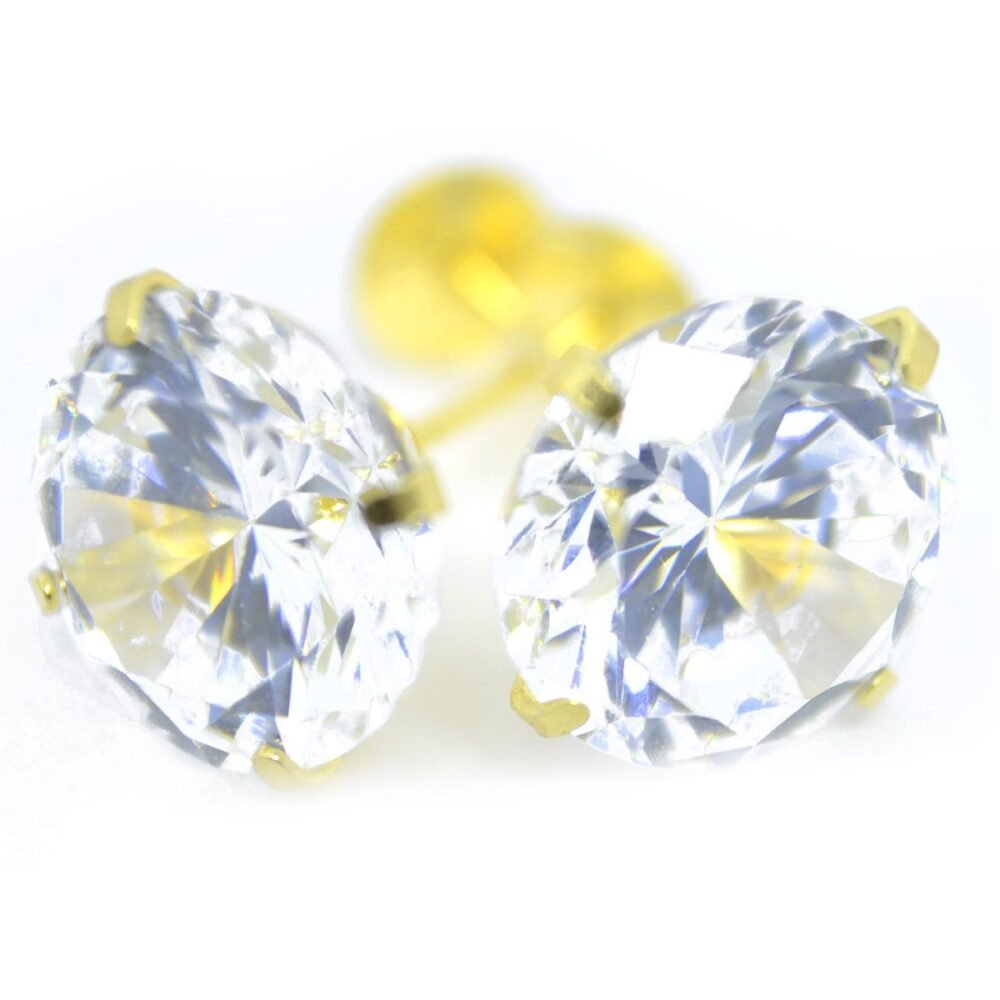 Brinco Solitário Zircônia 9mm Masculino ou Feminino Ouro 18k B707 - Image 2