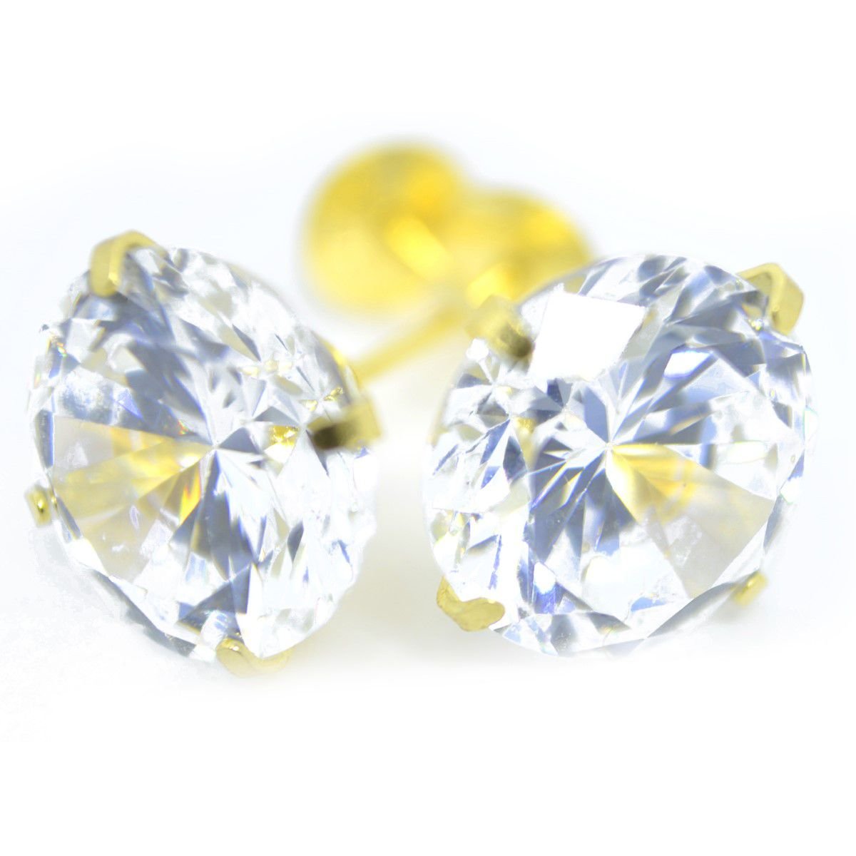 Brinco Solitário Zircônia 9mm Masculino ou Feminino Ouro 18k B707 - Imagem 2