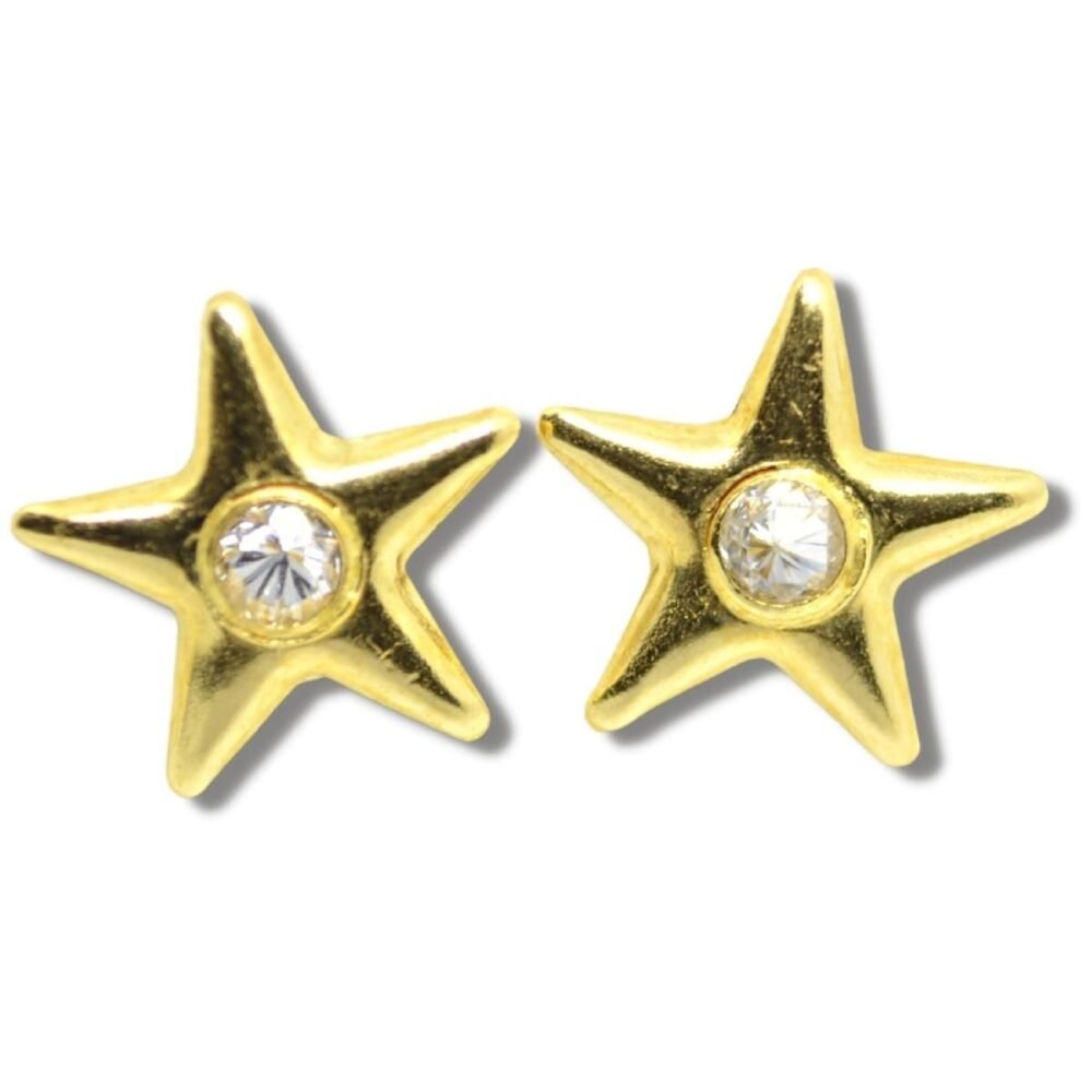 Brinco Estrela 7mm Zircônia Ouro 18k B634
