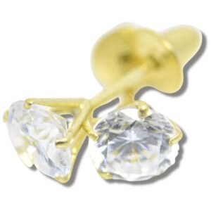 Brinco Infantil Bebê 4mm Solitário Zircônia Ouro 18k B024