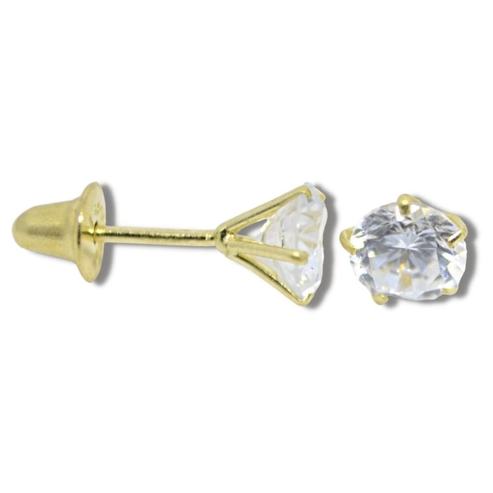 Brinco Infantil Bebê 4mm Solitário Zircônia Ouro 18k B024 - Image 2