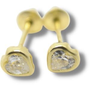 Brinco Infantil Bebê Coração 5mm Ouro 18k B128