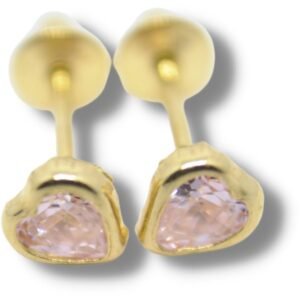 Brinco Infantil Bebê Coração 5mm Ouro 18k B128 R