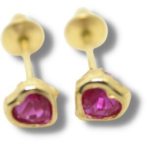 Brinco Infantil Bebê Coração 5mm Ouro 18k B128 Vrm