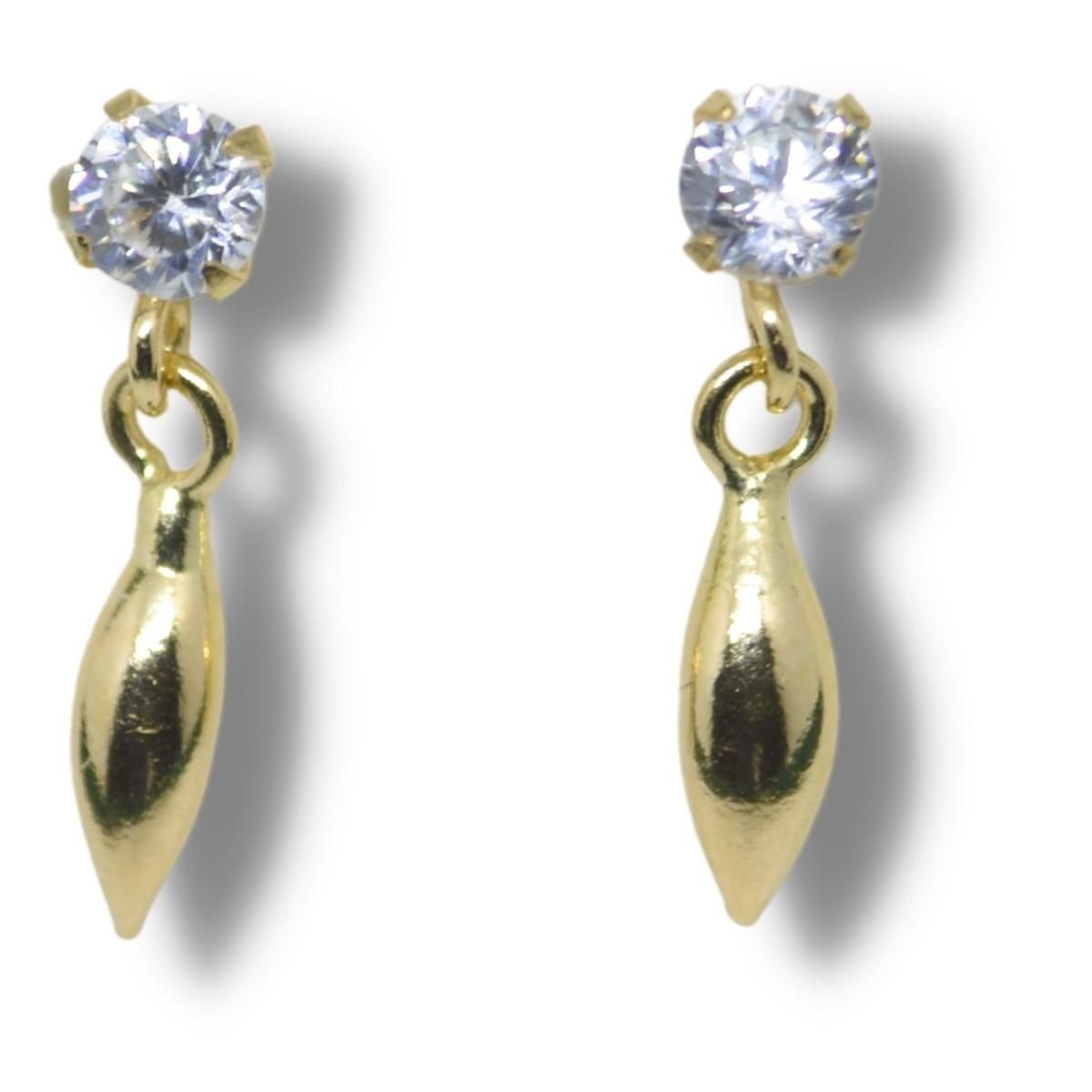 Brinco Infantil Bebê Grão de Arroz Ouro 18k B030