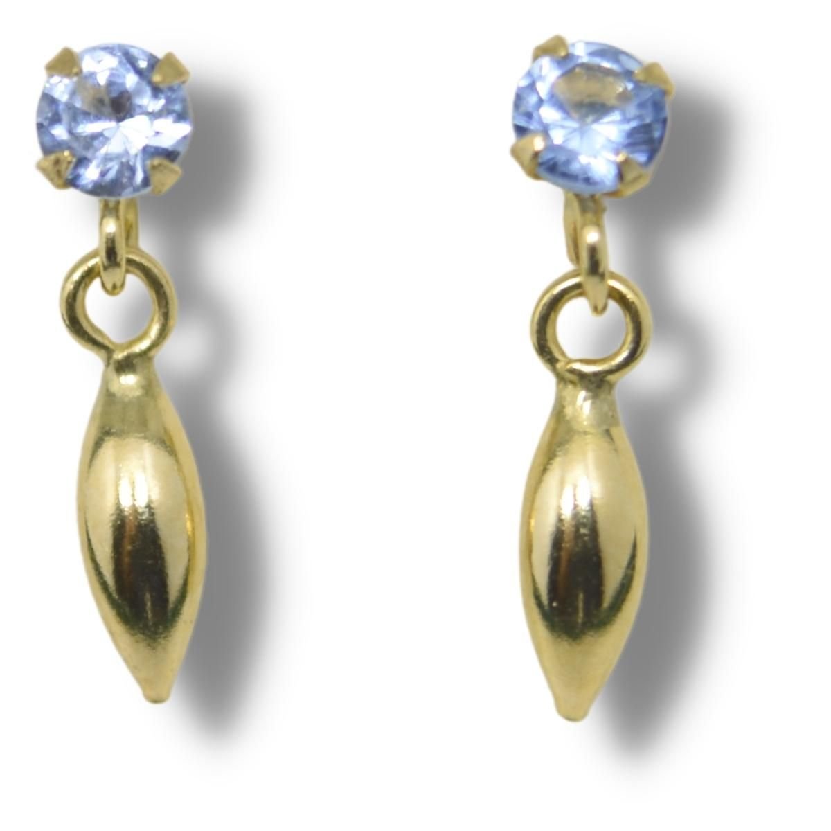 Brinco Infantil Bebê Grão de Arroz Ouro 18k B030 A