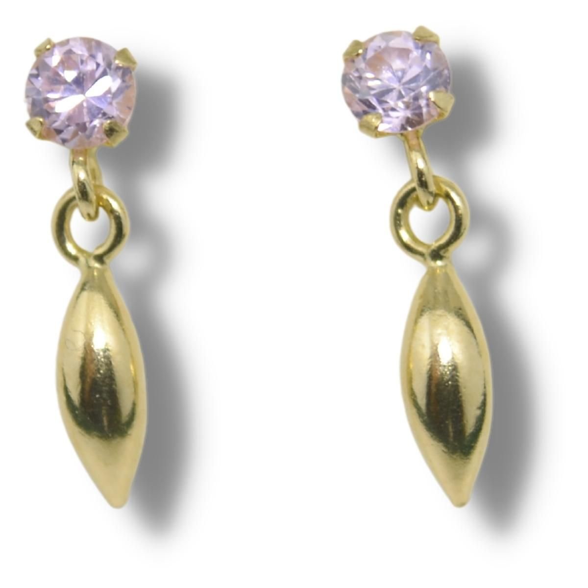 Brinco Infantil Bebê Grão de Arroz Ouro 18k B030 R