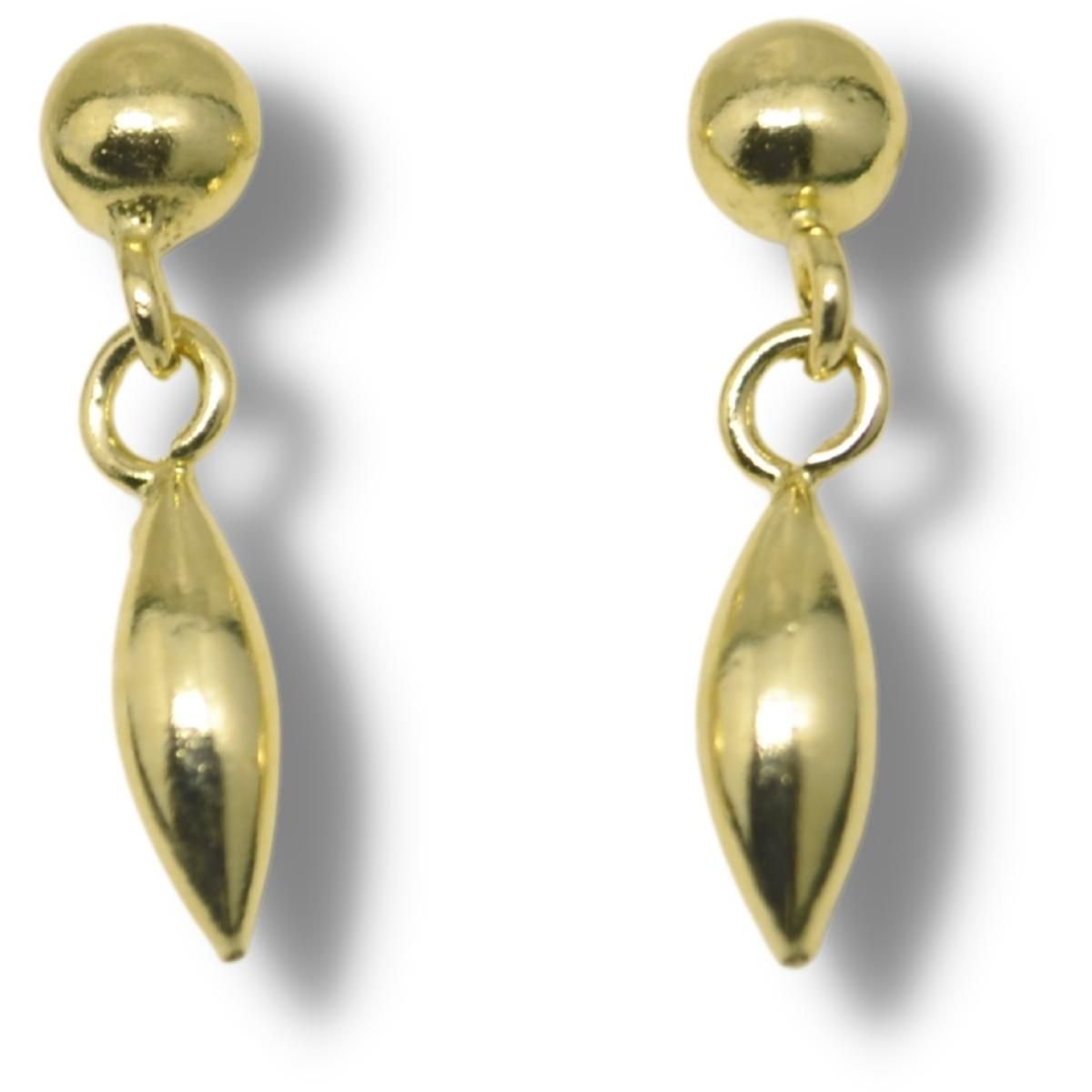 Brinco Infantil Bebê Grão de Arroz Ouro 18k B041