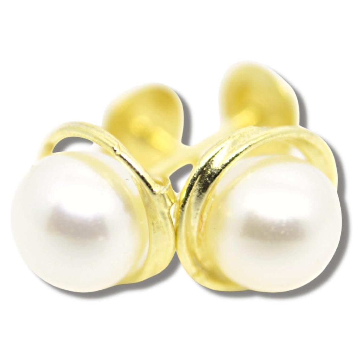 Brinco Infantil Bebê Rococó Pérola 5mm Ouro 18k B035