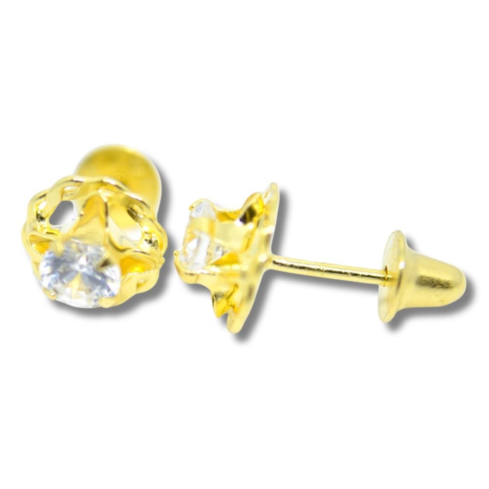 Brinco Infantil Bebê Solitário Zircônia Ouro 18k B027 - Image 2