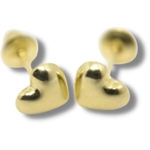 Brinco Infantil Coração Oco 6mm Ouro 18k B612