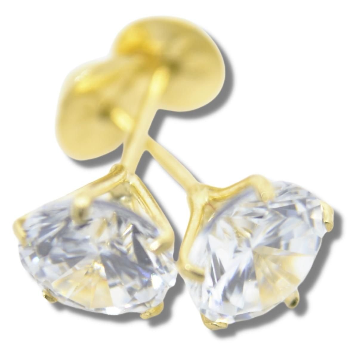 Brinco Infantil Solitário Zircônia 5mm Ouro 18k B069