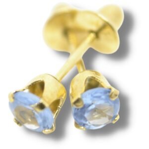 Brinco Infantil Solitário Zircônia Ouro 18k B023 A