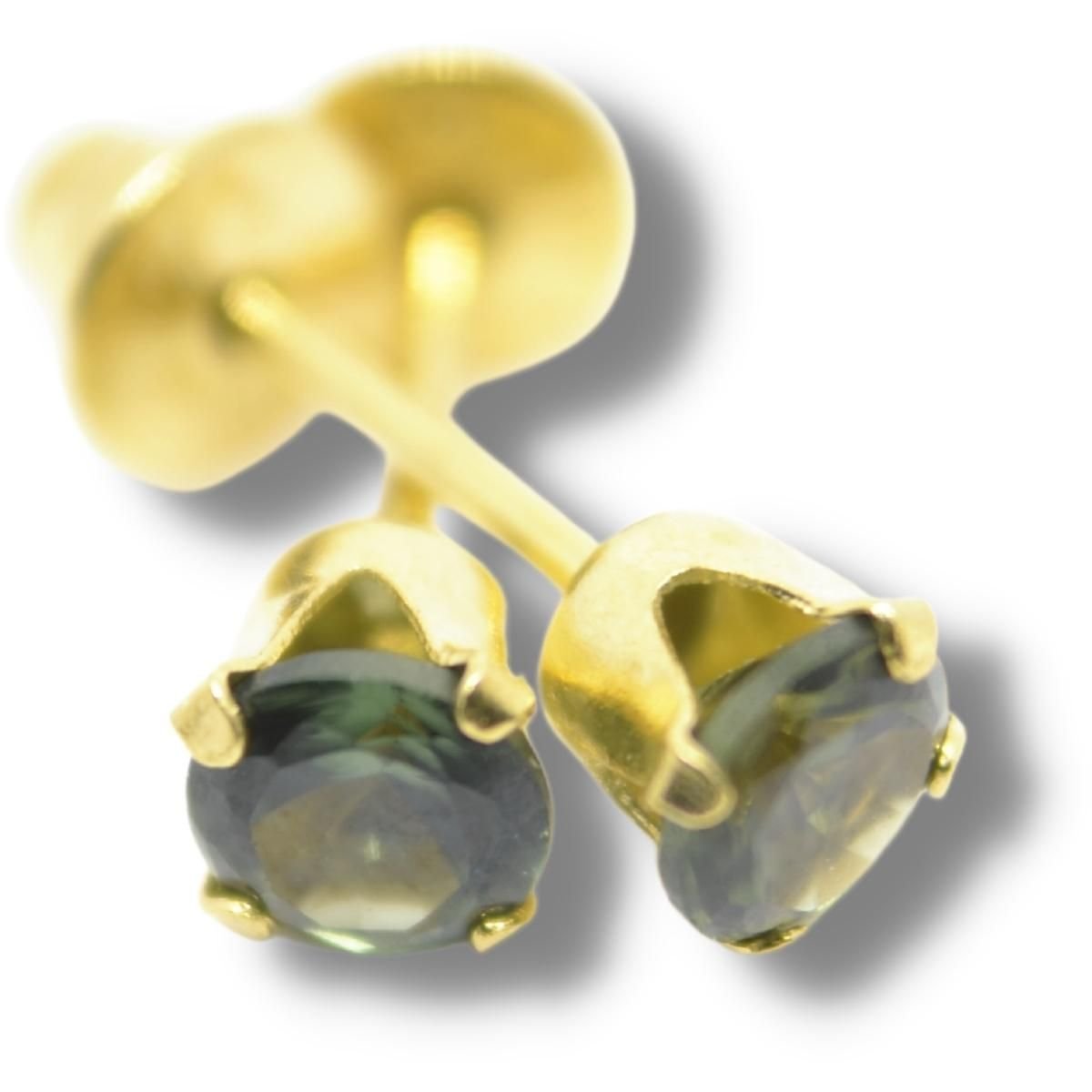 Brinco Infantil Solitário Zircônia Ouro 18k B023 Vrd